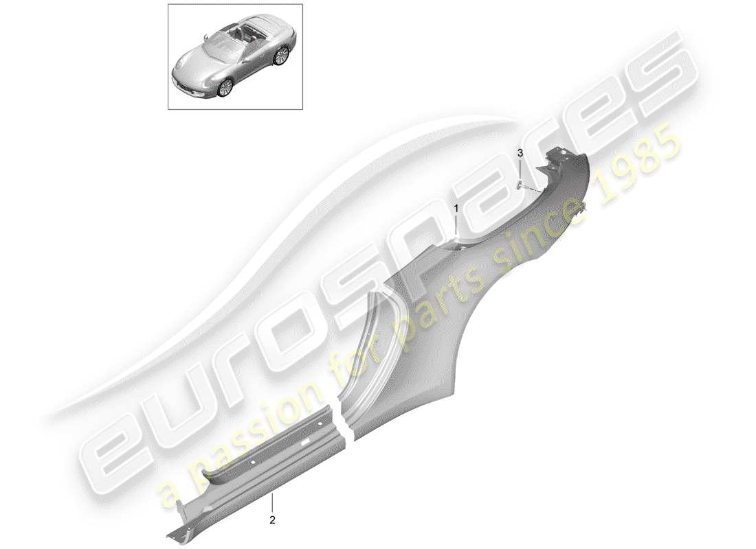 porsche 2013 (991-1) pannello laterale schema delle parti