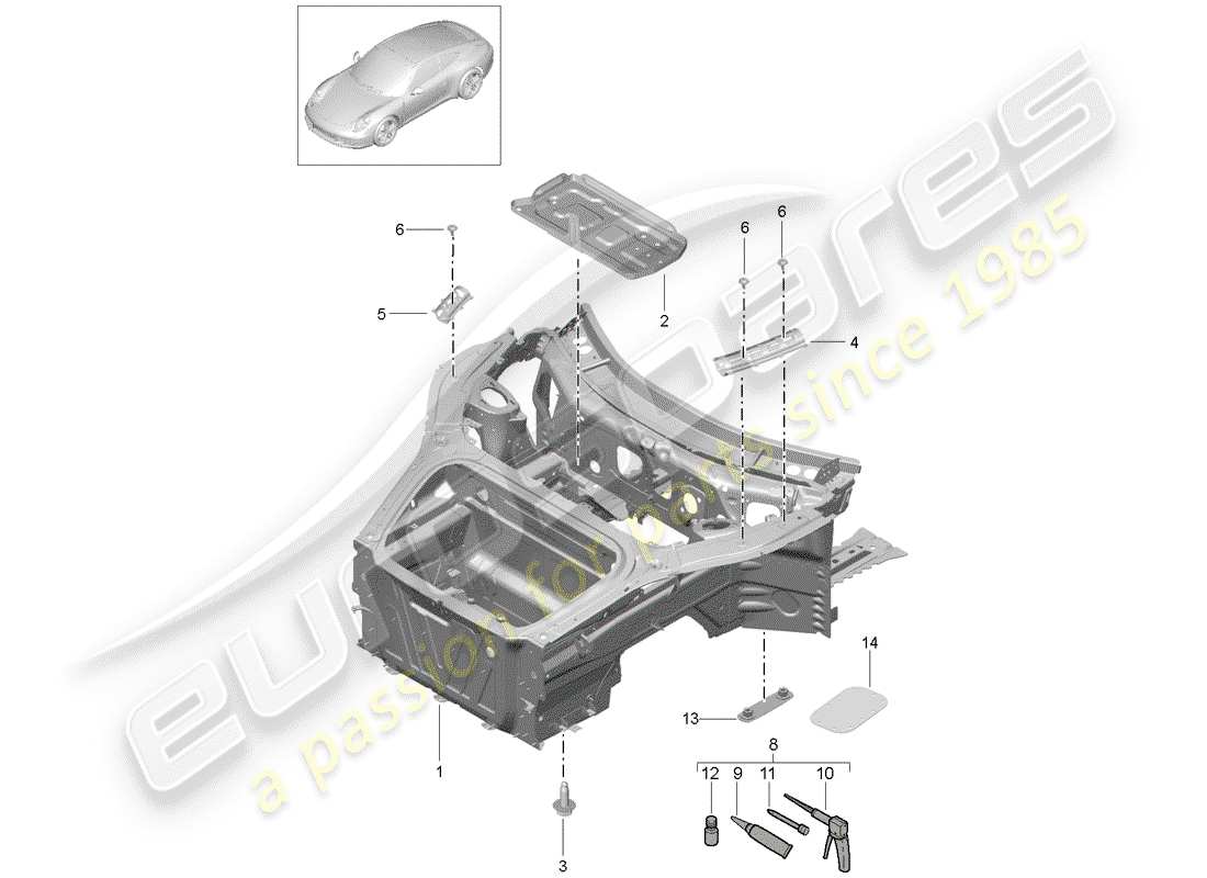 porsche 2013 (991-1) schema delle parti frontale