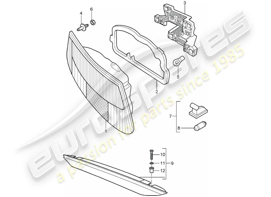 porsche 2005 (987 boxster) luce posteriore diagramma delle parti