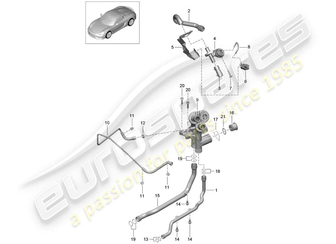 porsche 2016 (981 boxster spyder) connessione diagramma delle parti