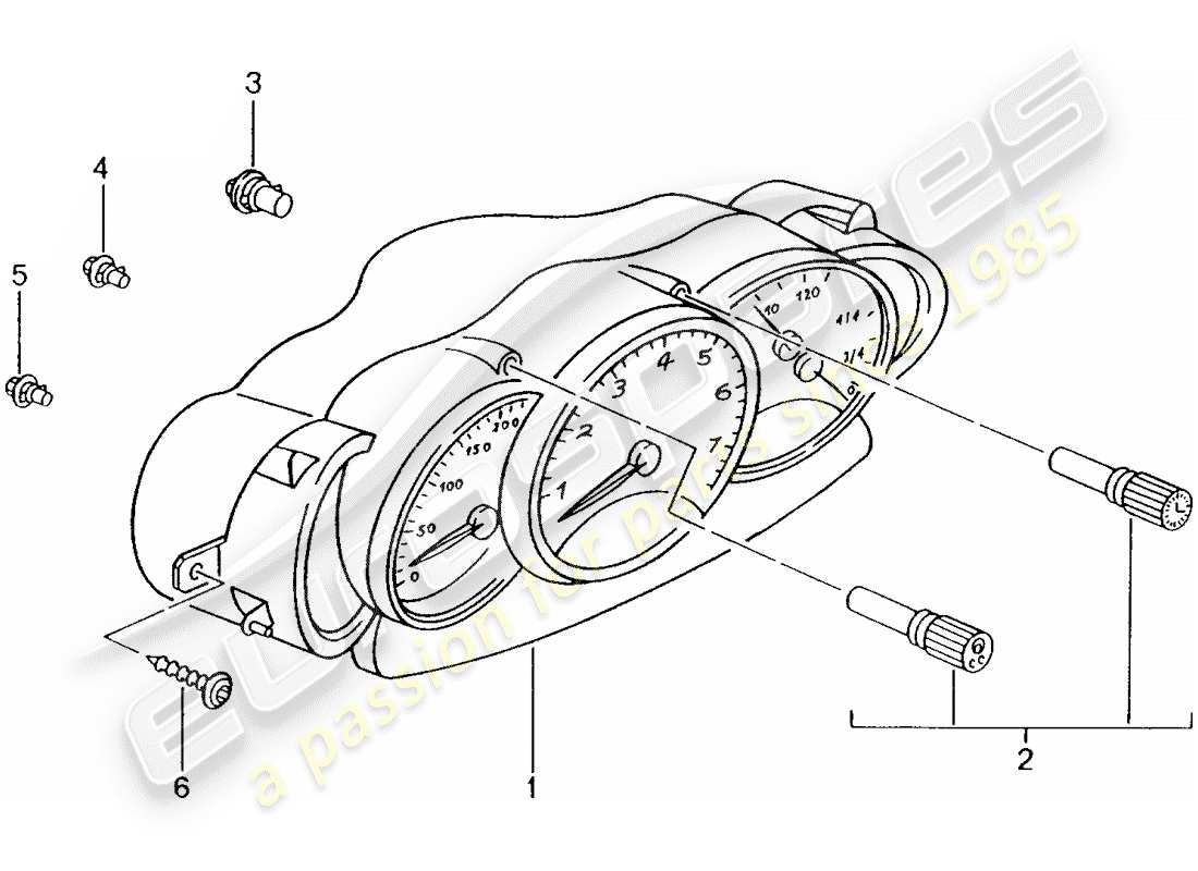 porsche 1997 (986 boxster) quadro strumenti - schema delle parti complete