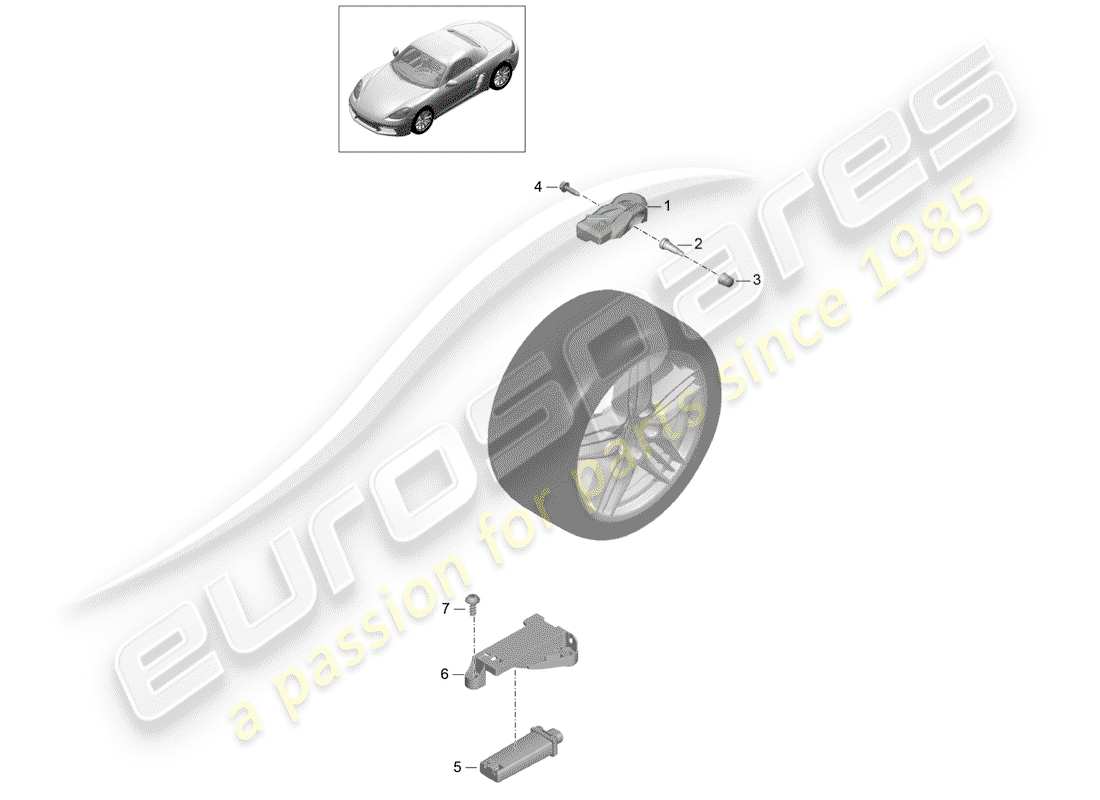 porsche 2020 (718 boxster) sistema di controllo della pressione dei pneumatici diagramma delle parti