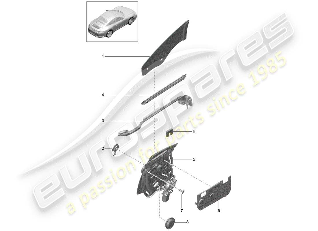 porsche 2017 (991-2) finestra laterale diagramma delle parti