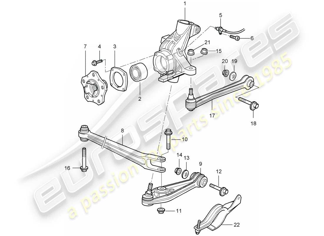 porsche 2007 (987 cayman) schema delle parti assale posteriore