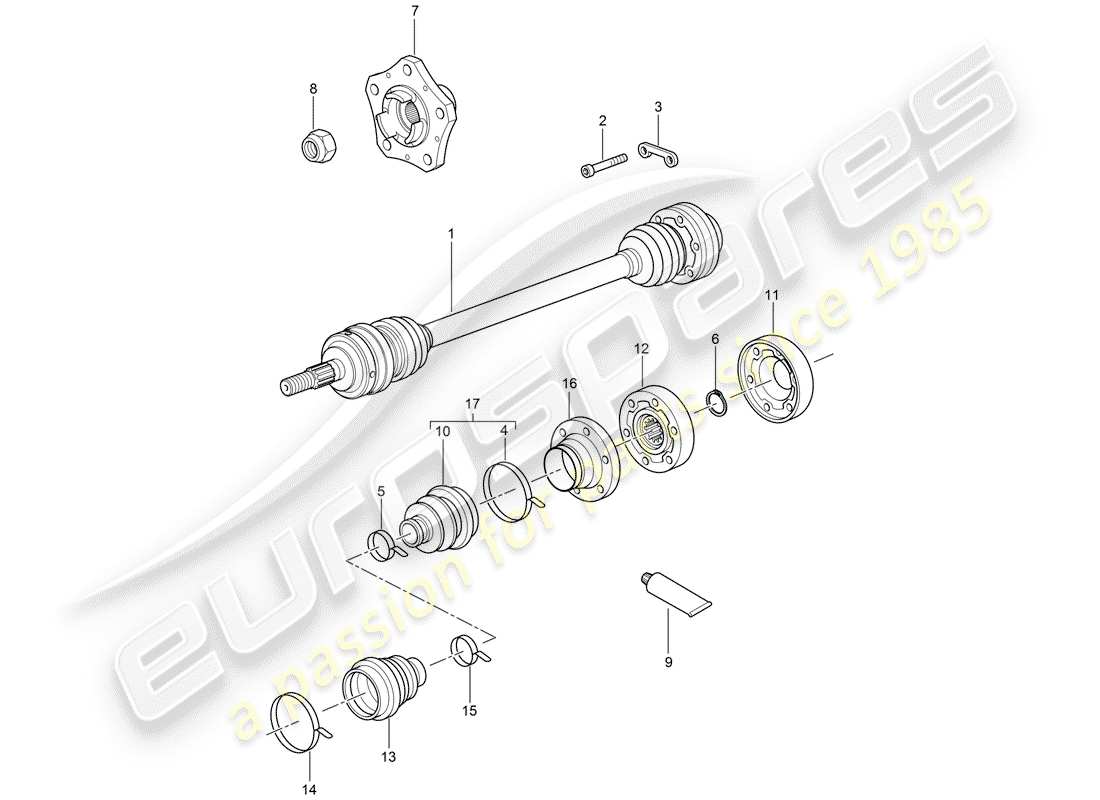 porsche 2007 (987 cayman) diagramma delle parti dell'albero di trasmissione