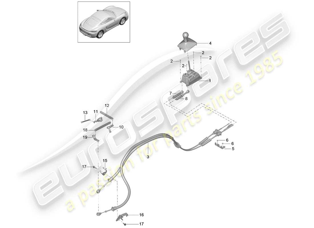 porsche 2020 (718 cayman) schema delle parti del meccanismo di cambio