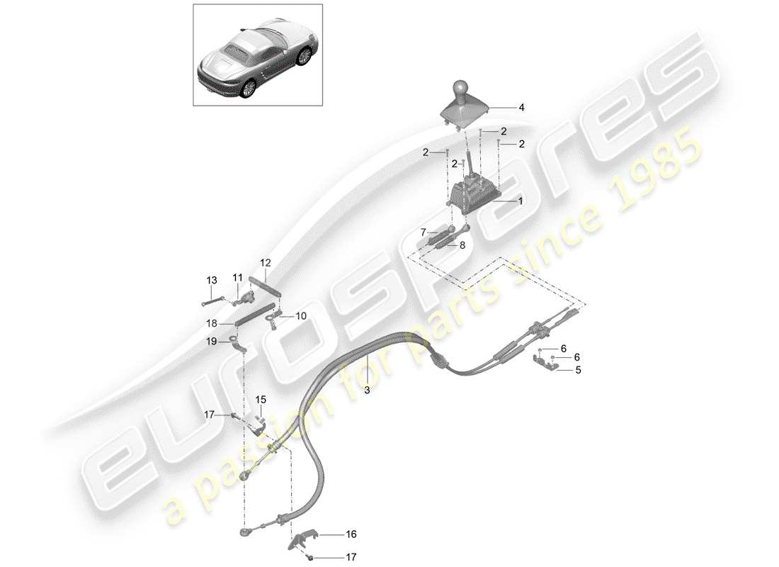 porsche 2020 (718 boxster) meccanismo di cambio diagramma delle parti