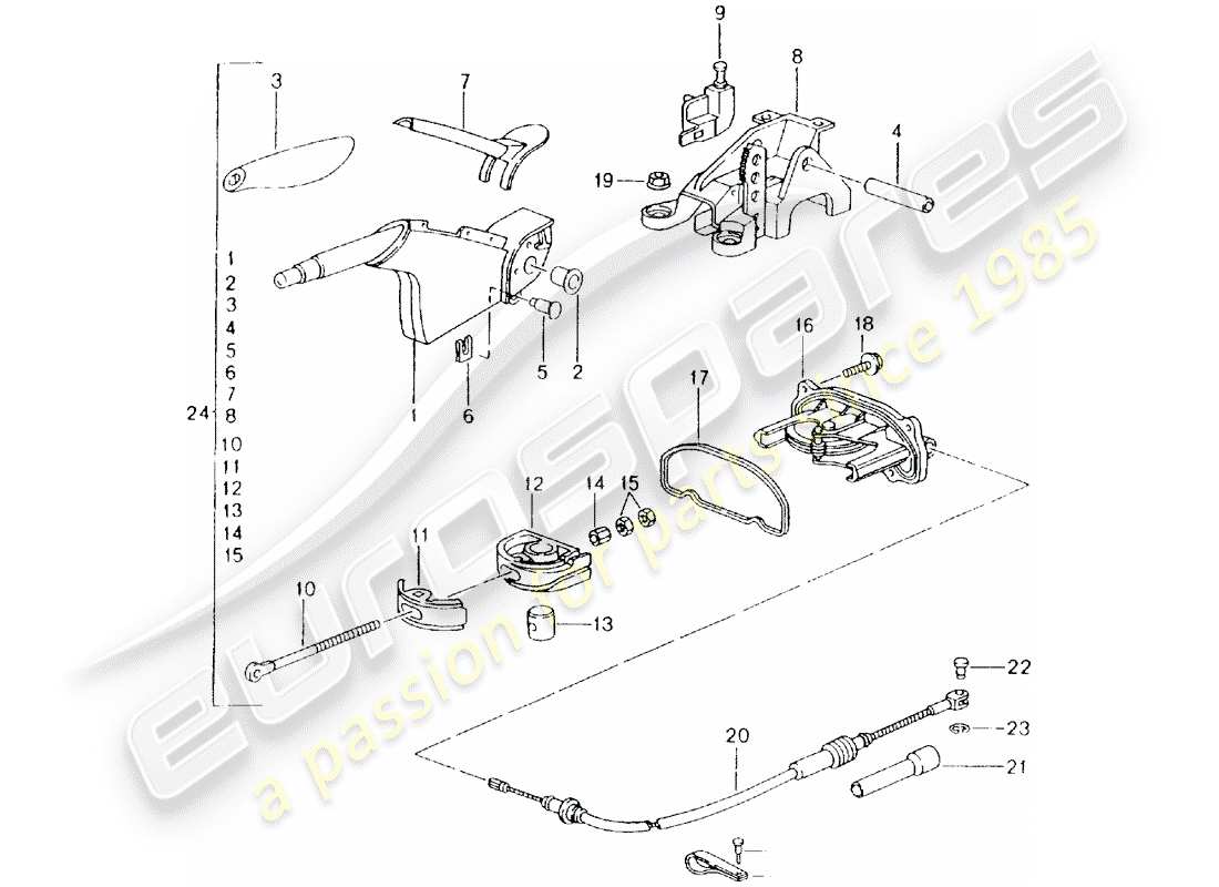 porsche 2000 (986 boxster) freno a mano - leva freno a mano diagramma delle parti