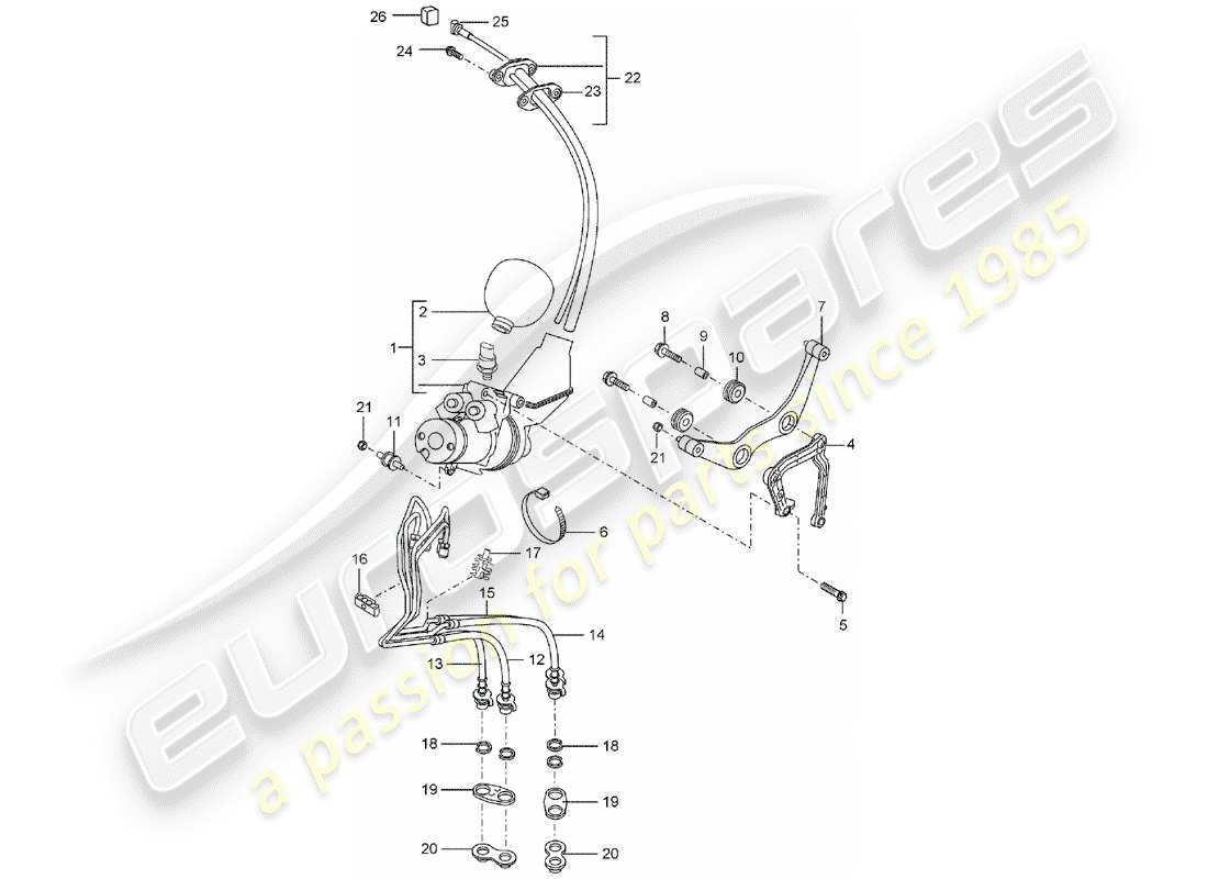 porsche 2006 (cayenne e1 9pa) centralina idraulica diagramma delle parti