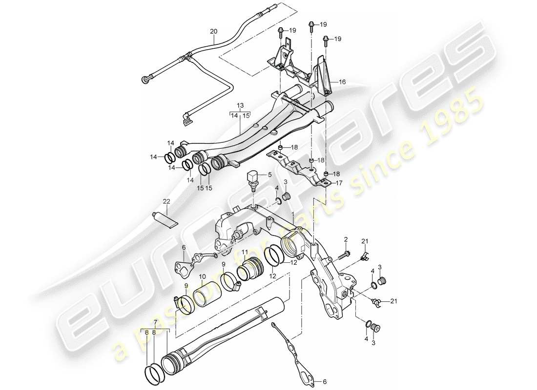 porsche 2006 (cayenne e1 9pa) raffreddamento ad acqua diagramma delle parti