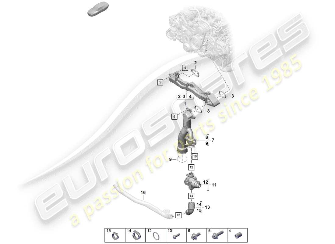 porsche 2019 (718 boxster spyder) schema delle parti del sottotelaio