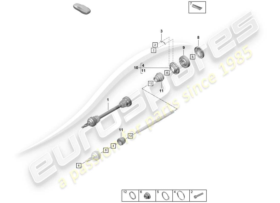 porsche 2019 (718 boxster spyder) diagramma delle parti dell'albero di trasmissione