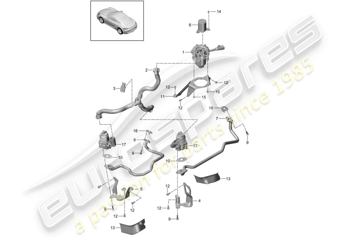 porsche 2020 (718 cayman) pompa aria secondaria diagramma delle parti