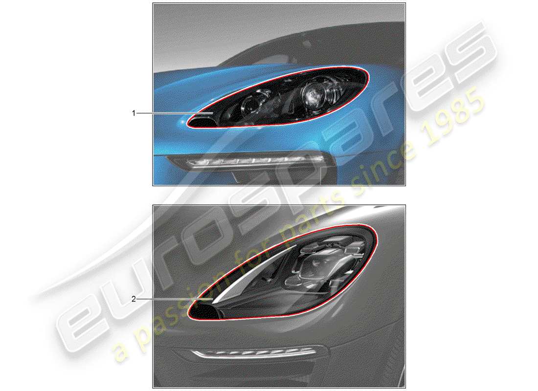 porsche 2017 (tequipment macan) diagramma delle parti del faro
