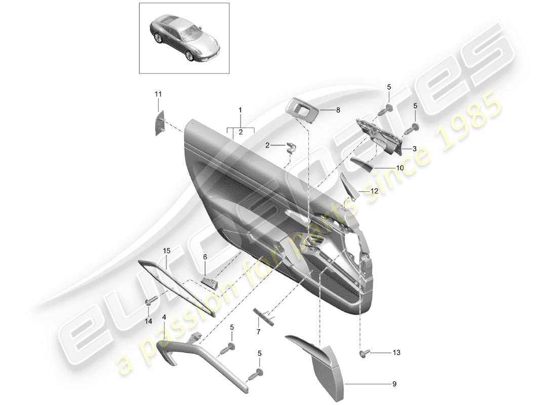 porsche 2015 (991-1) pannello della porta diagramma delle parti