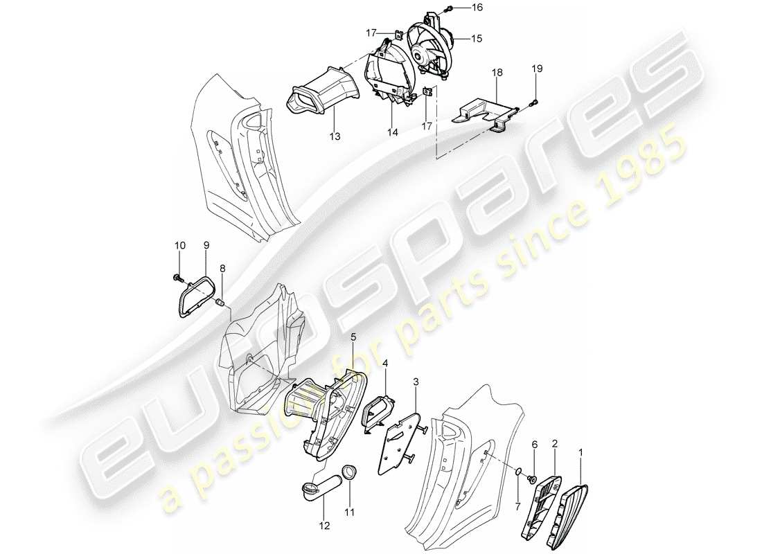 porsche 2007 (987 cayman) diagramma delle parti di ventilazione