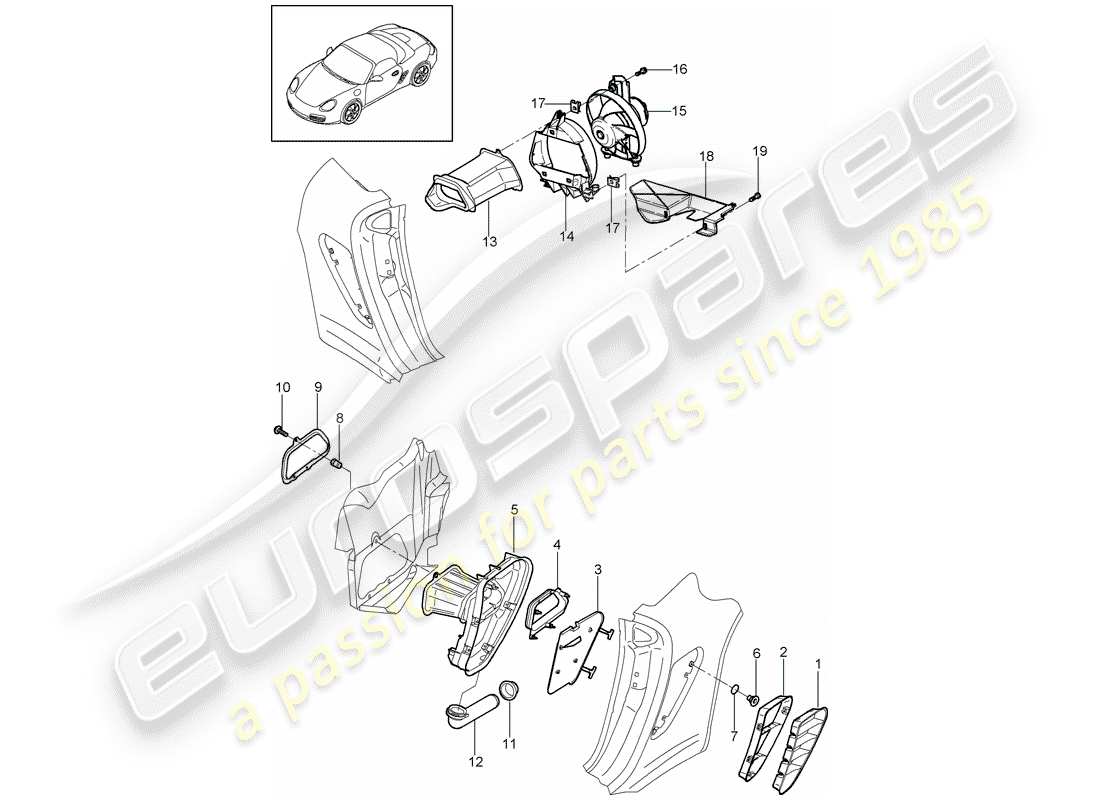 porsche 2012 (987 boxster) diagramma delle parti di ventilazione