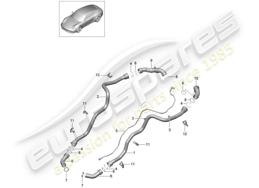 porsche 2013 (991-1) raffreddamento ad acqua 1 diagramma delle parti