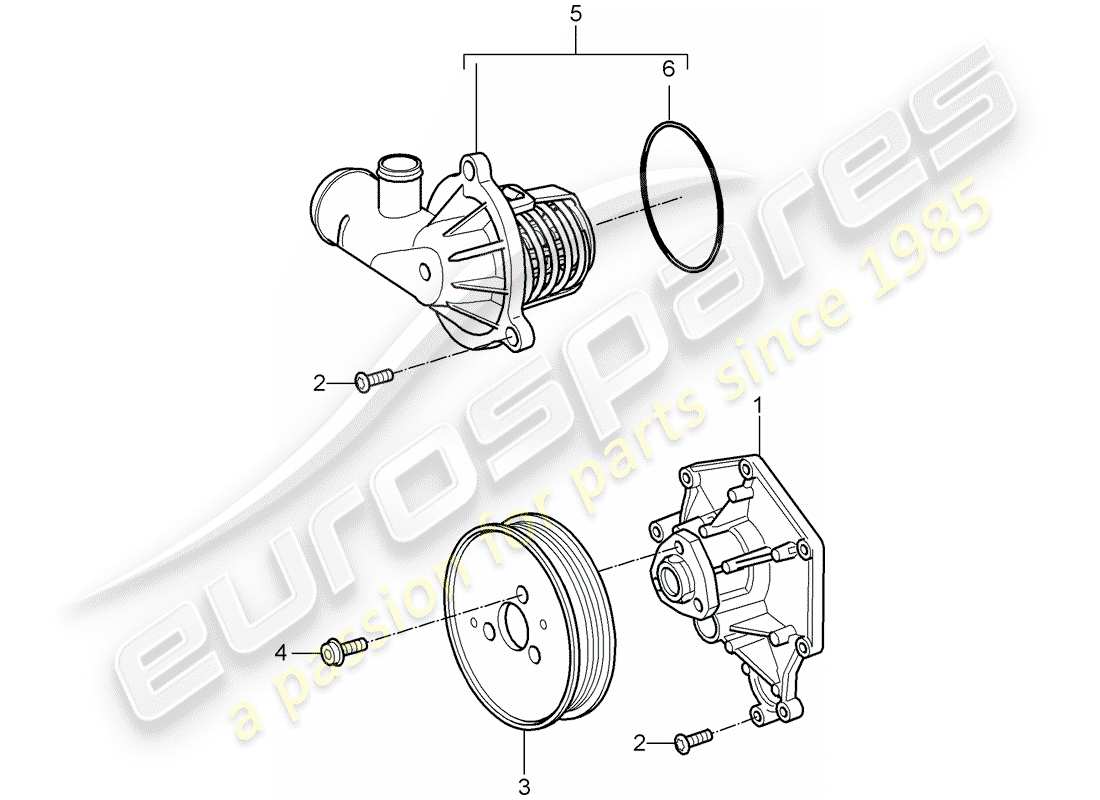 porsche 2007 (cayenne e1 9pa) pompa dell'acqua diagramma delle parti