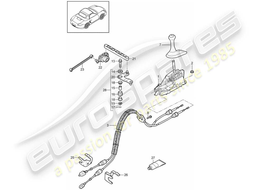 porsche 2009 (987 boxster) controllo della trasmissione diagramma delle parti