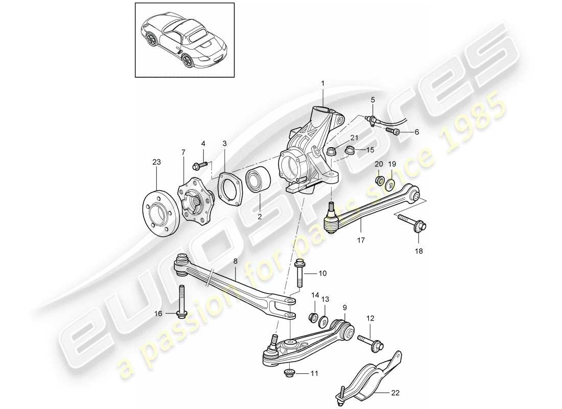 porsche 2011 (987 boxster) asse posteriore diagramma delle parti