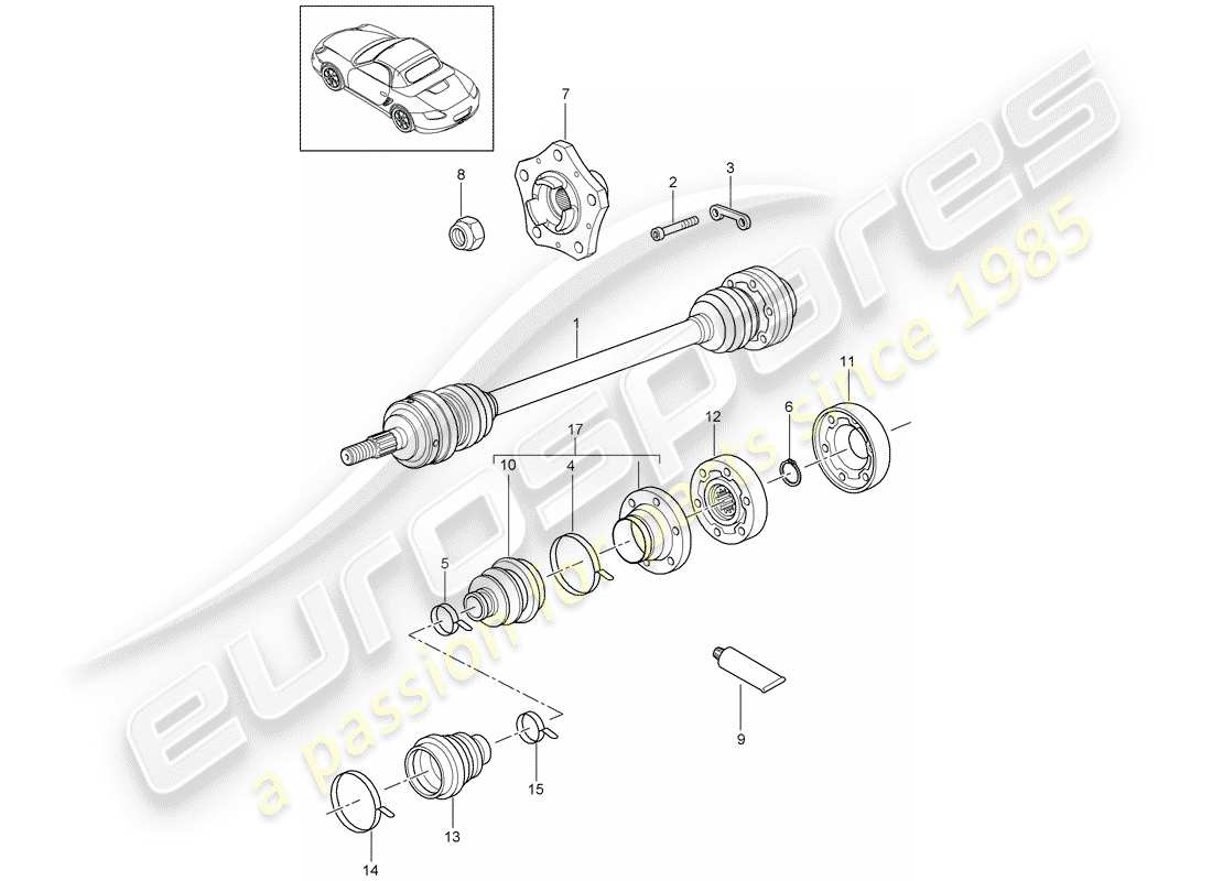 porsche 2011 (987 boxster) albero di trasmissione diagramma delle parti