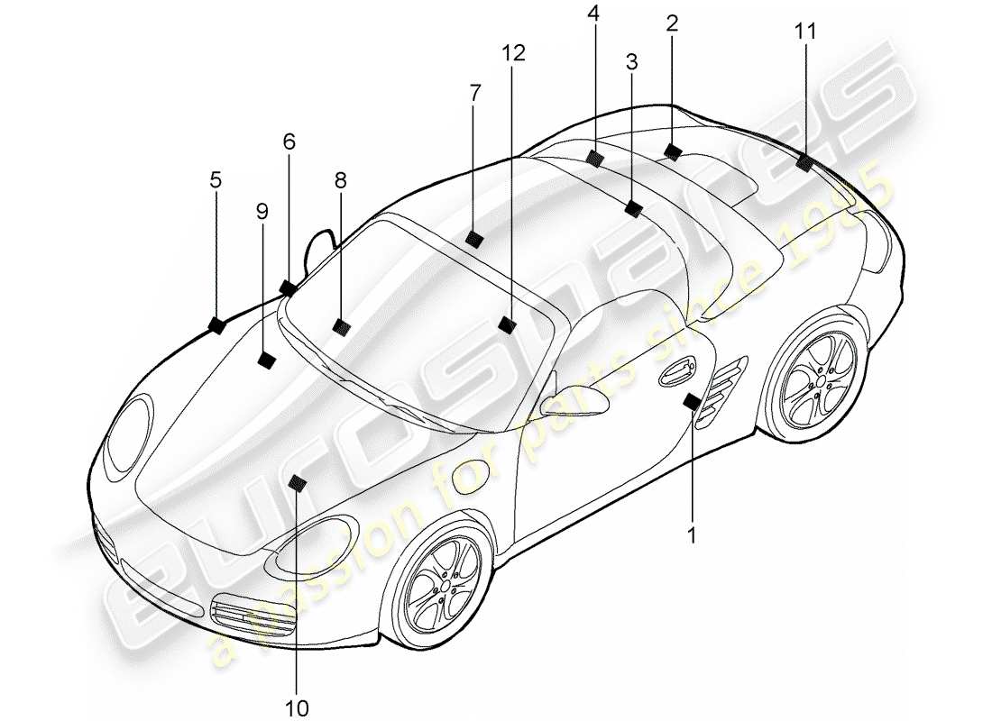 porsche 2011 (987 boxster) segnali/avvisi diagramma delle parti