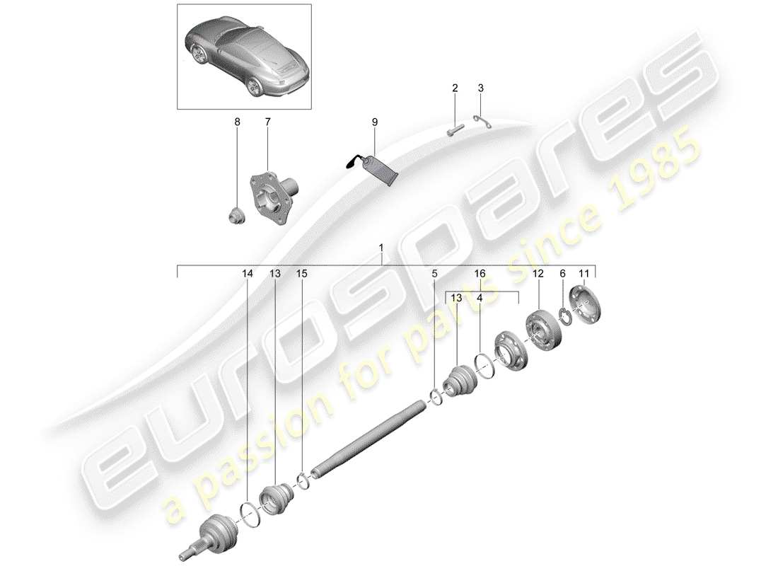 porsche 2014 (991-1) albero di trasmissione diagramma delle parti
