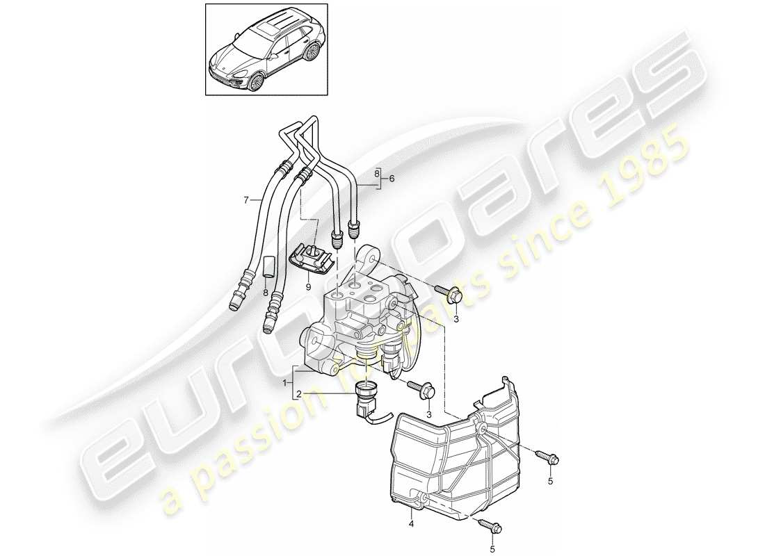 porsche 2011 (cayenne e2 92a) stabilizzatore diagramma delle parti