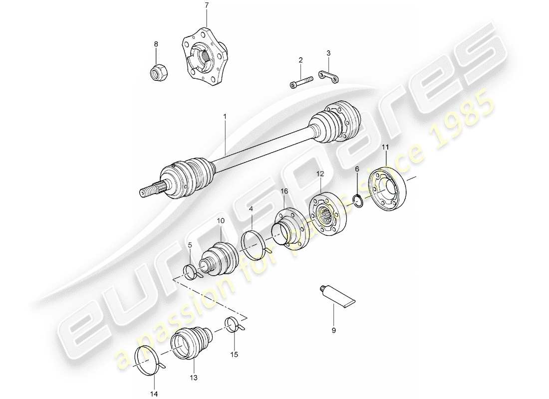 porsche 1999 (986 boxster) albero trasmissione - mozzo ruota - d - mj 2003>> schema delle parti