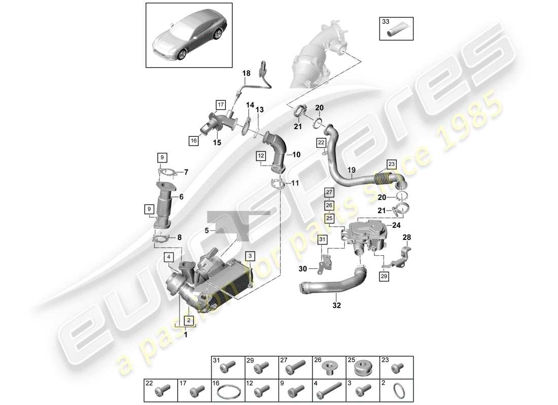 porsche 2019 (panamera 971-1) ricircolo dei gas di scarico diagramma delle parti