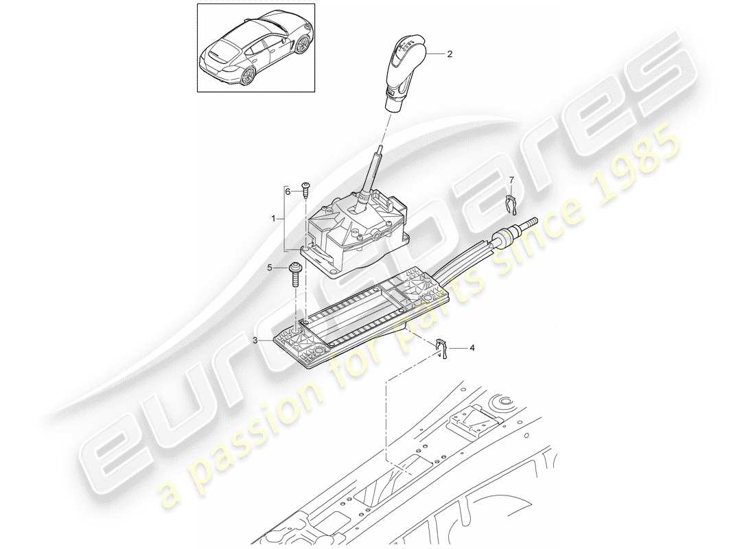 porsche 2016 (panamera 970) leva selettrice diagramma delle parti