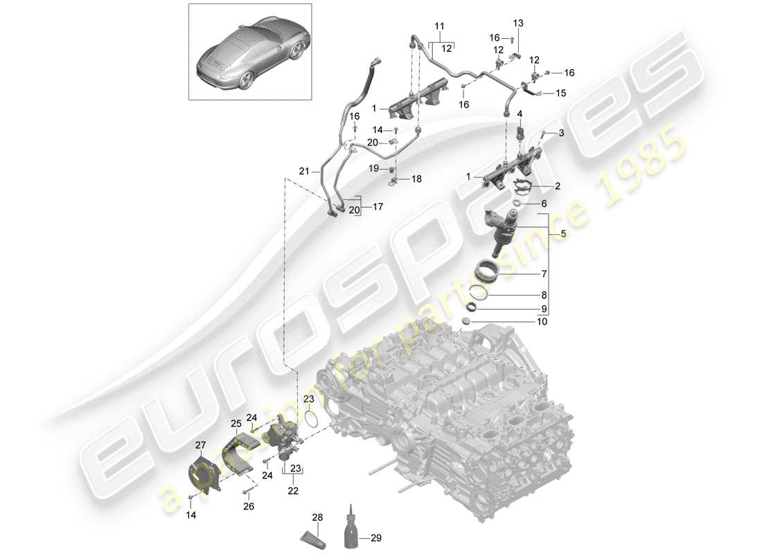 porsche 2014 (991-1) tubo di raccolta carburante diagramma delle parti