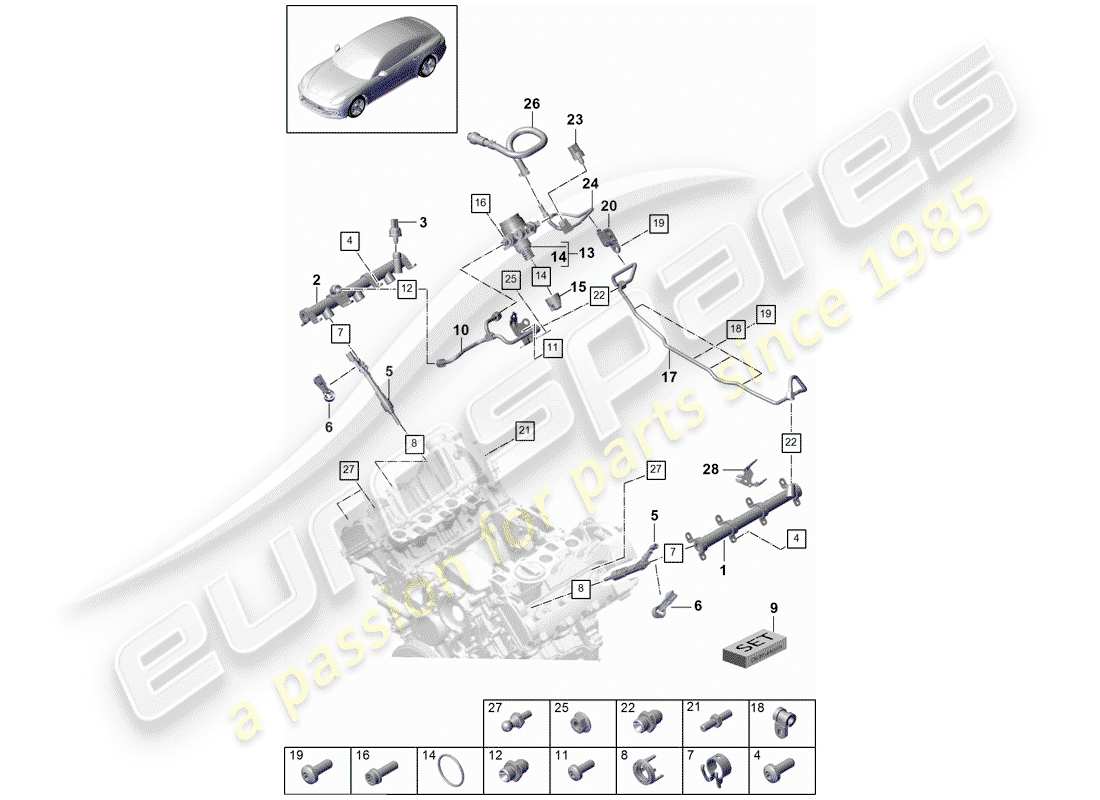 porsche 2017 (panamera 971-1) tubo di raccolta carburante diagramma delle parti