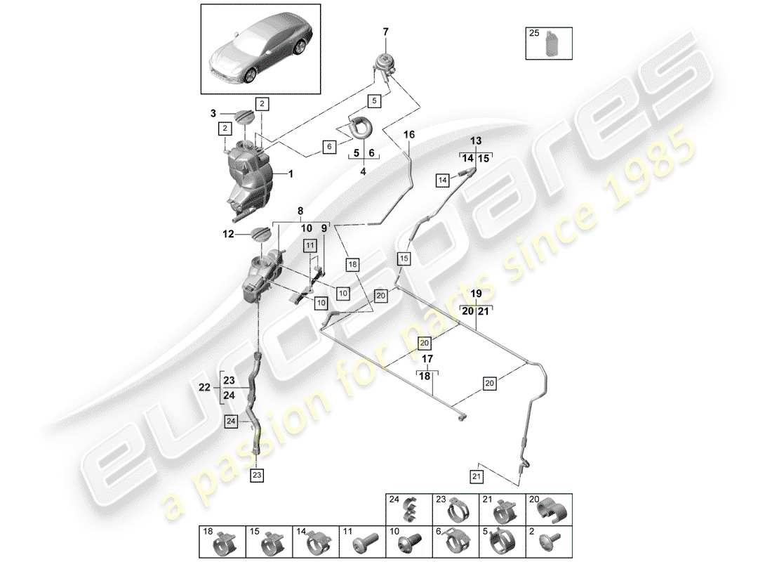 porsche 2017 (panamera 971-1) diagramma delle parti del raffreddamento ad acqua