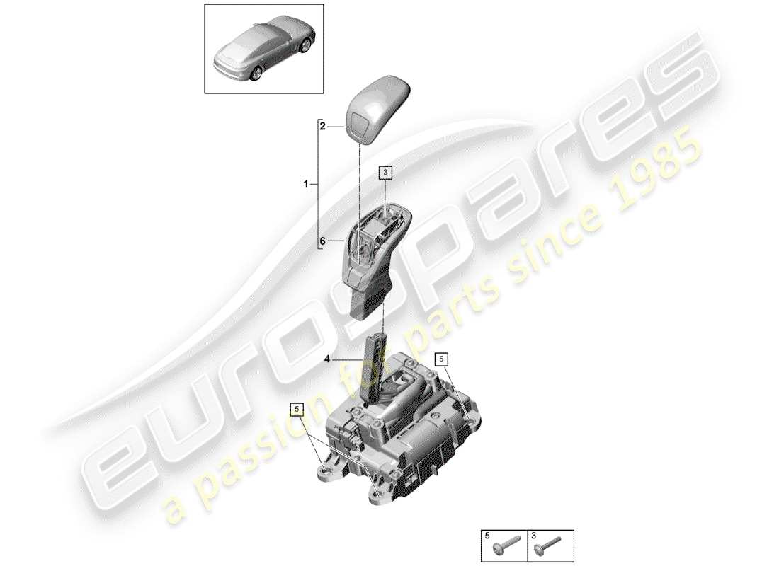 porsche 2017 (panamera 971-1) leva del selettore schema delle parti