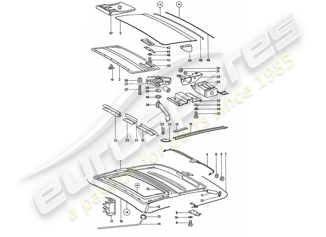 porsche 1977 (911 turbo) tetto scorrevole/inclinabile - elettrico diagramma delle parti