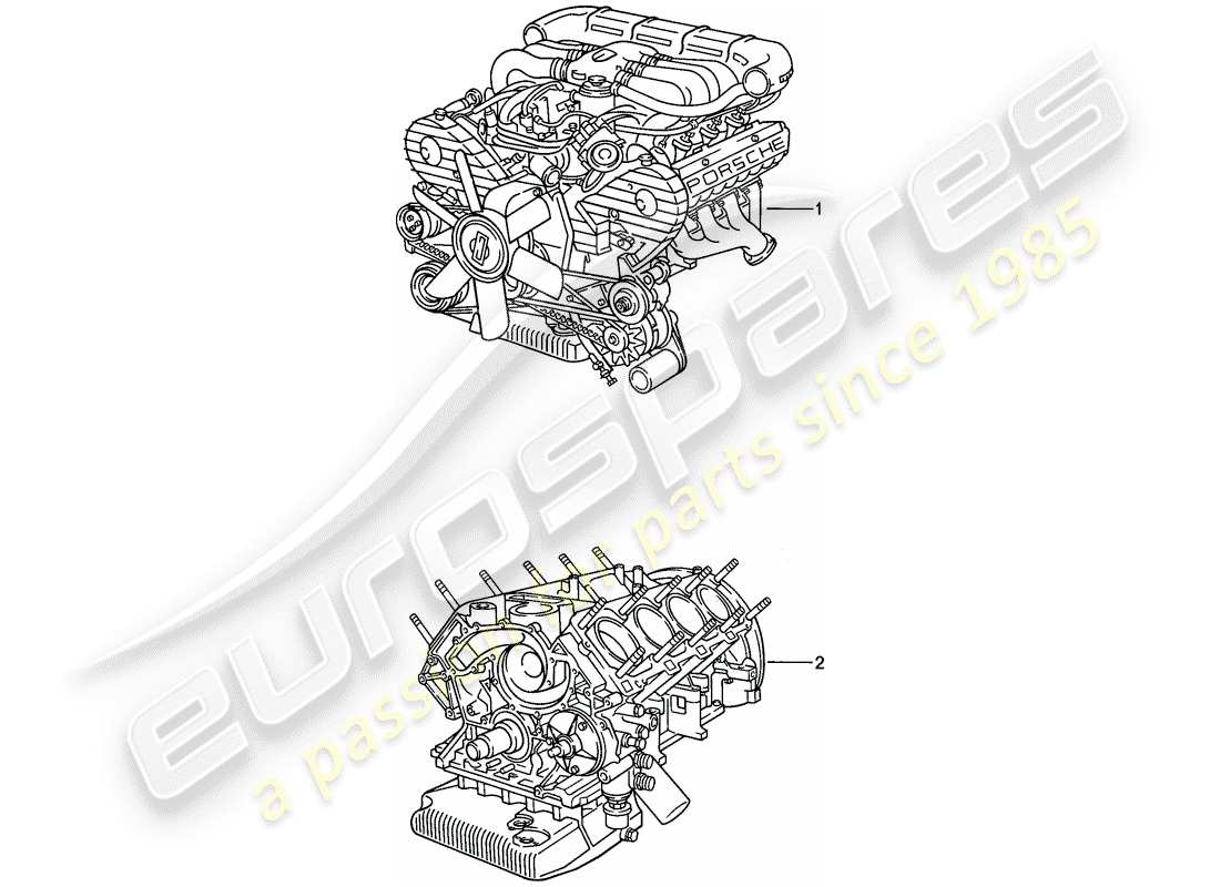 porsche 1986 (928) motore sostitutivo diagramma delle parti