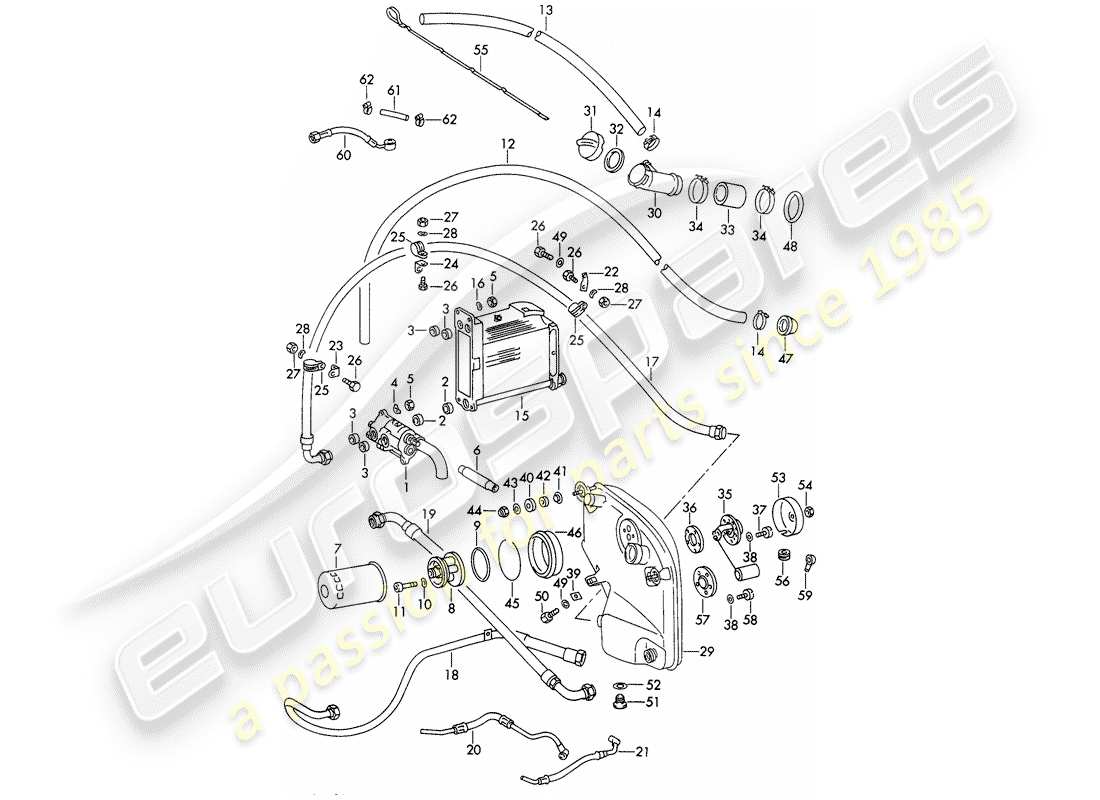 porsche 1968 (911/912) lubrificazione del motore diagramma delle parti