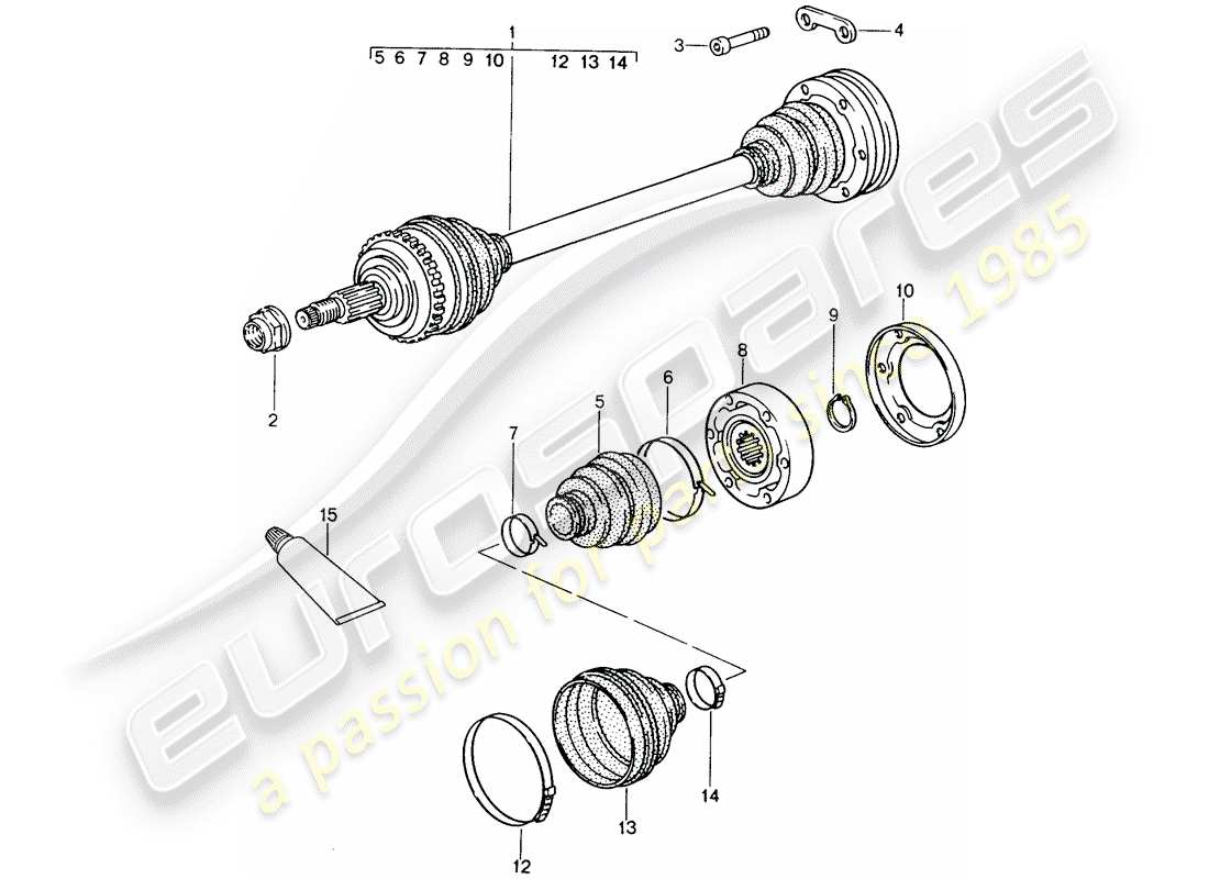 porsche 1994 (993) albero di trasmissione diagramma delle parti