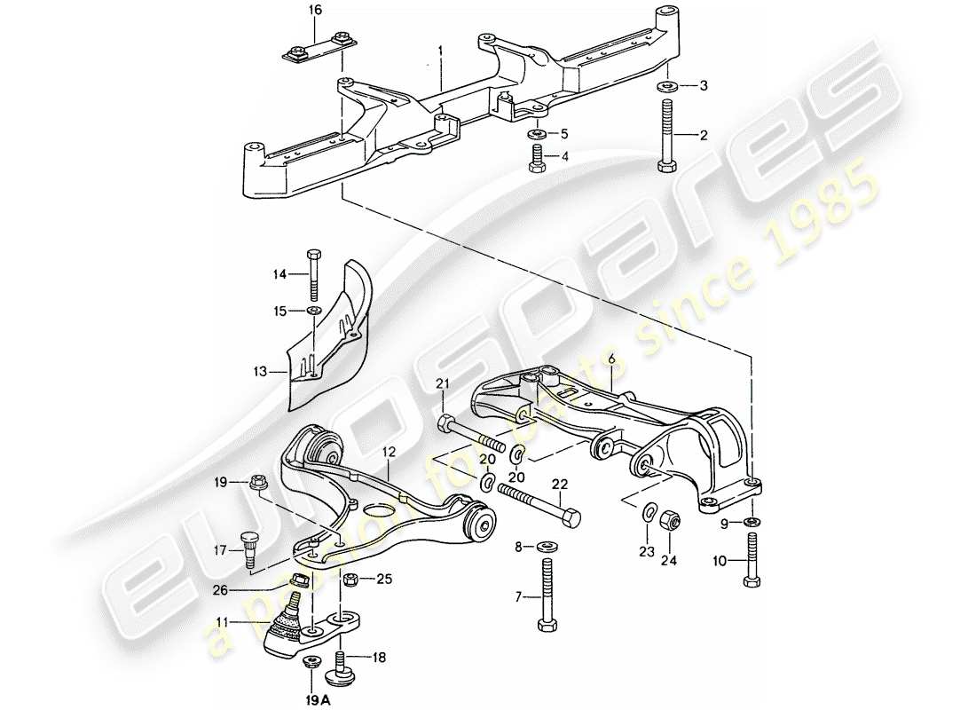 porsche 1995 (993) traversa - braccio di controllo del binario diagramma delle parti