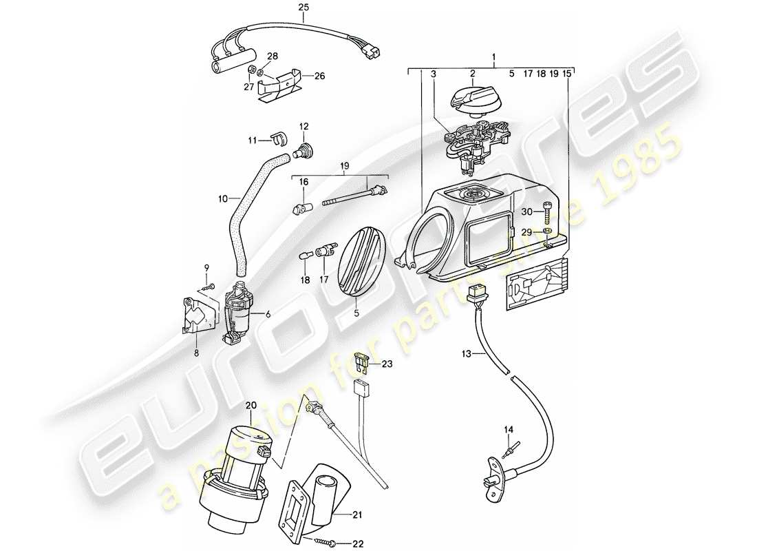 porsche 1989 (911) riscaldatore - soffiante aggiuntivo diagramma delle parti