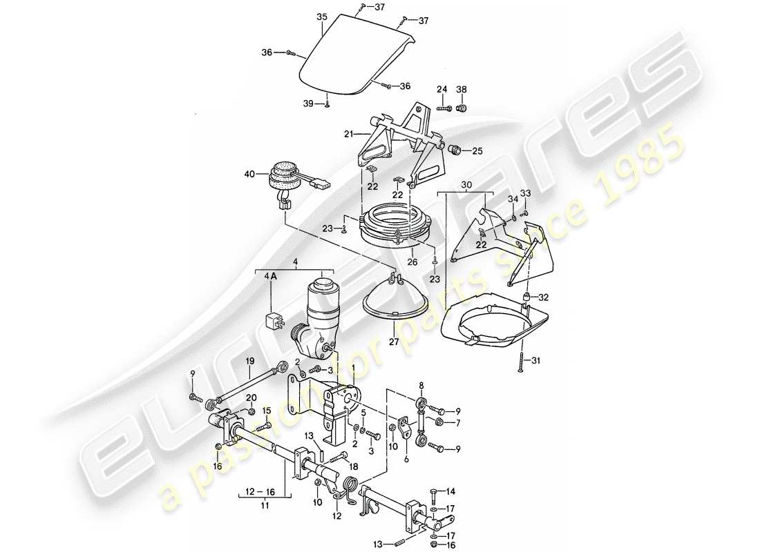 porsche 1989 (911) modello speciale - design a naso piatto - faro pop-up schema delle parti