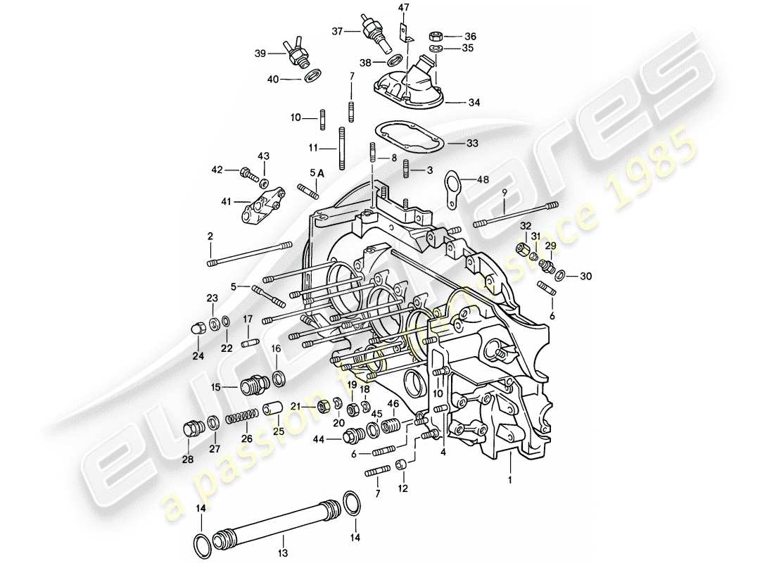 porsche 1987 (911) basamento - set di riparazione per manutenzione - vedi illustrazione: esploso delle parti