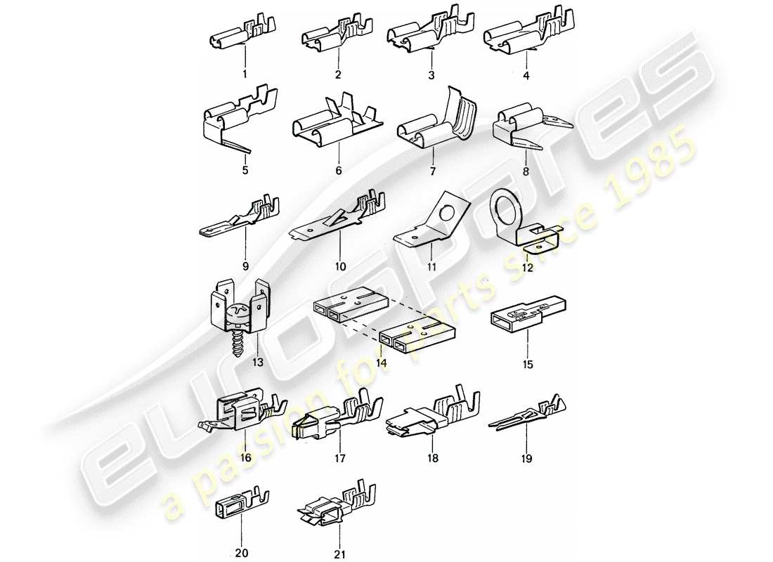 porsche 1982 (911) terminale maschio a lama - connettore push-on diagramma delle parti