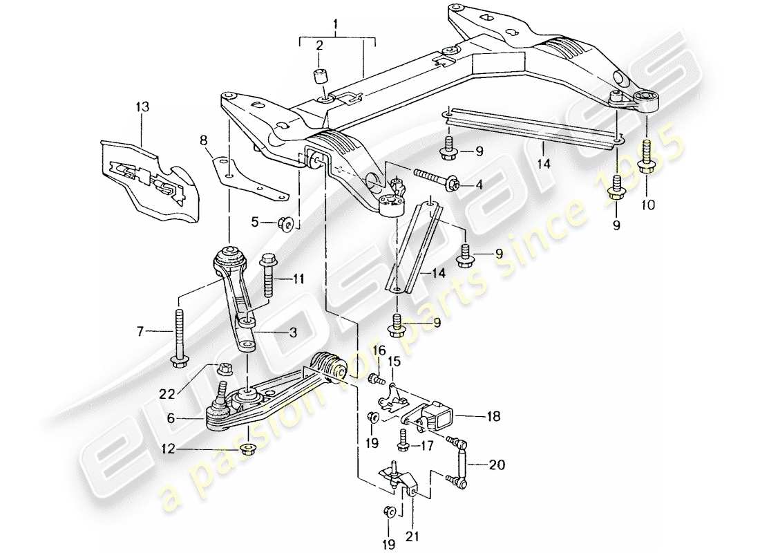 porsche 2004 (996) traversa - braccio di controllo del binario diagramma delle parti