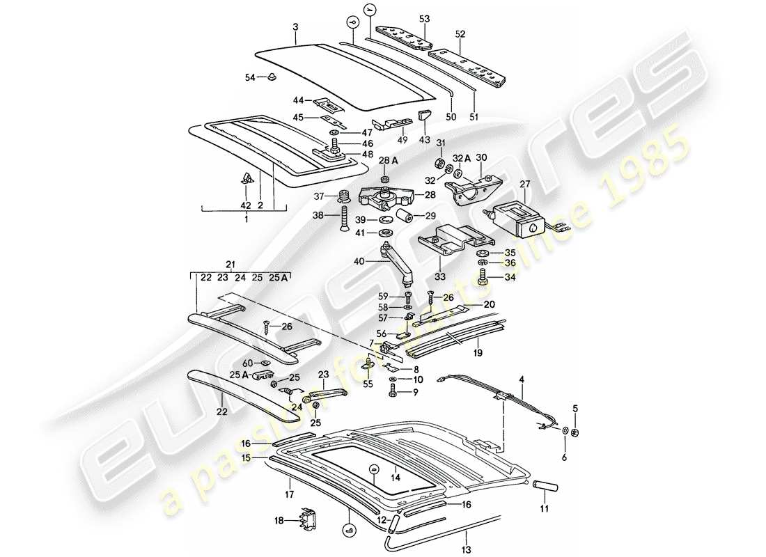 porsche 1986 (911) tetto apribile diagramma delle parti