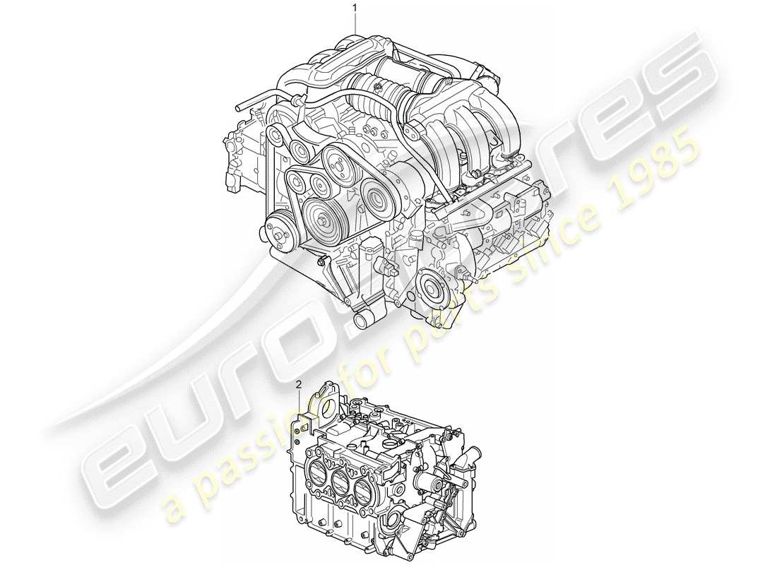 porsche 996 (2001) motore di ricambio - senza: - disco conduttore - tiptronic - senza: - volano - cambio manuale - senza: - compressore schema particolare