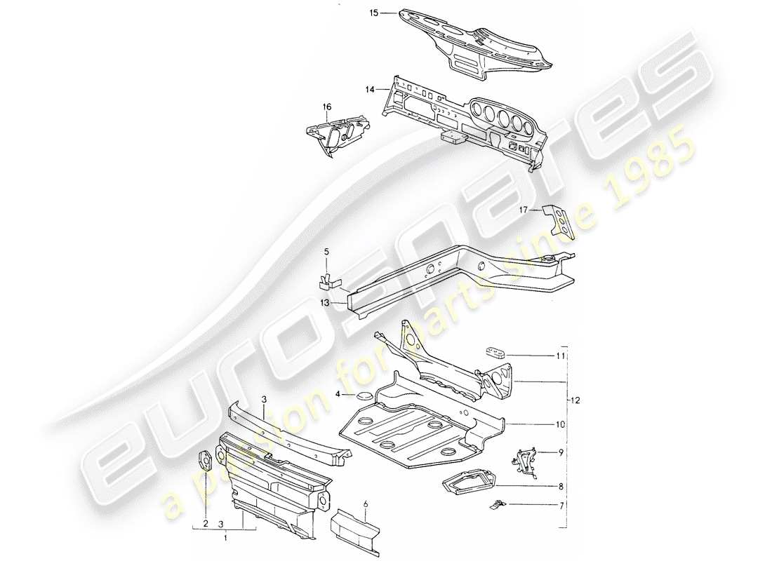 porsche 1995 (993) diagramma delle parti del telaio