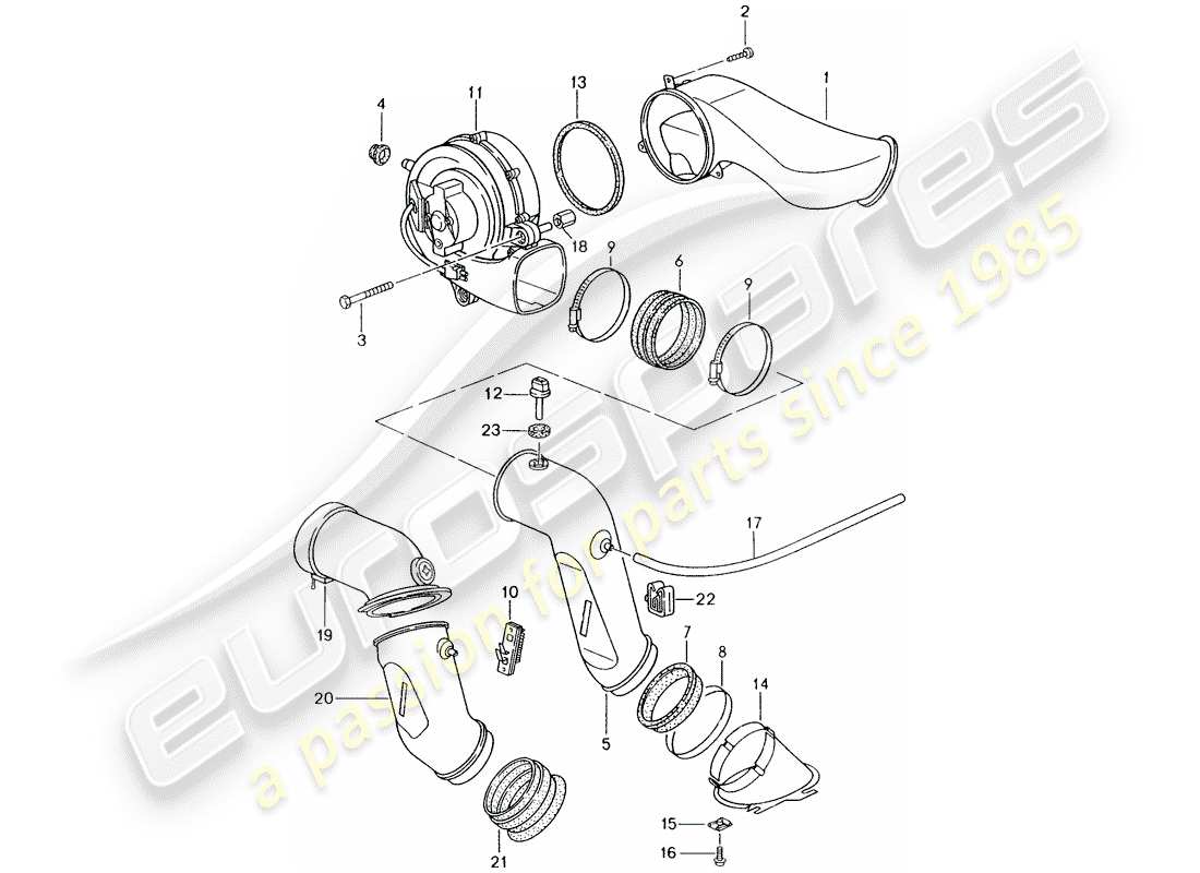 porsche 1995 (993) schema delle parti del soffiante aggiuntivo